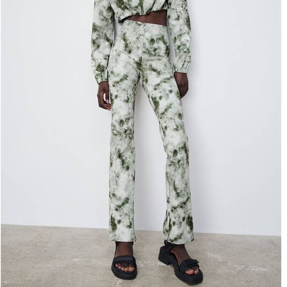 Zara Tie Dye Flared Leggings Pants Side Zip - Picture 11 of 11